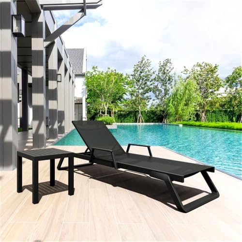 Compamia Tropic Arm Sling Chaise Lounge Black Frame Black