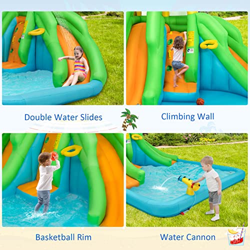 HONEY JOY Inflatable Water Slide 6-in-1 Kids Bouncer Multicolored