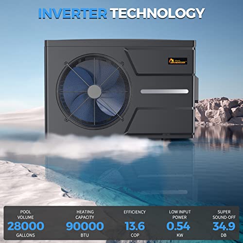 DR. INFRARED HEATER DR-900HP Full DC Inverter 90,000 BTU Heat Pump Ground Swimming Pools Black