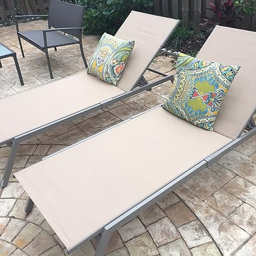 Ostrich Princeton Heavy Duty Outdoor Chaise Lounge Chairs with Back Wheels Tan/Taupe (8 Pack)