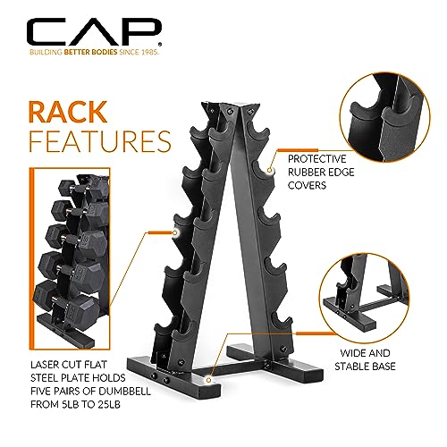 CAP Barbell Coated Hex Dumbbell Set with Copper Handle Weight - Black and Copper