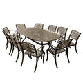 Oakland Living Contemporary Modern Ornate Mesh Lattice Outdoor Aluminum Patio Dining Set 95 Inch Bronze