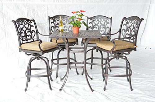 Patio Land Mandalay 5pc Outdoor Patio Bar Set Dark Bronze
