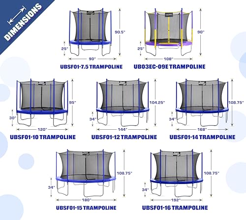Upper Bounce Recreational Trampoline with Enclosure Blue