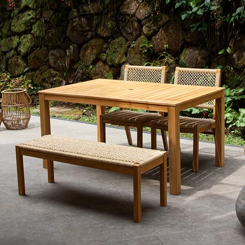 Cambridge Casual Paxton Wood 4-Piece Outdoor Dining Set Natural Teak/All-Weather Wicker Configuration 1 - 4 Seater