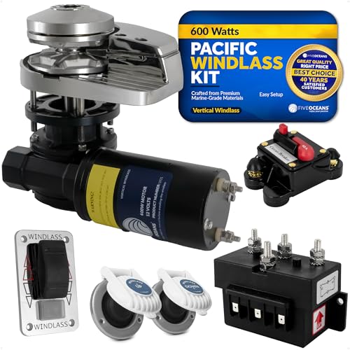 Five Oceans Vertical Windlass Kit 600 Watt 12V DC Silver/Black