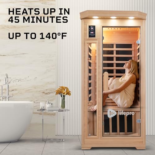 LifePro 1 Person Far Infrared Home Sauna Brown