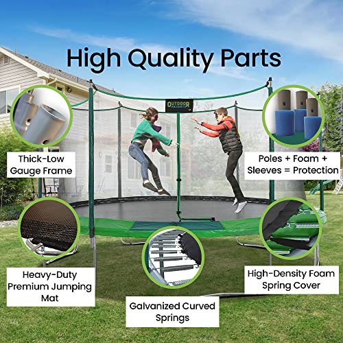 Upper Bounce 15 Foot Enclosed Trampoline with Safety Net Green