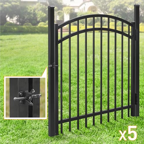 Fencer Wire Heavy Duty Flat Top X-Pattern Decorative Fence Gate Black 4FT x 4FT, Pack of 5