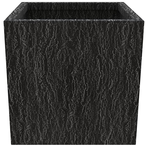LeisureMod Verdura Mid-Century Modern 3-Piece Fiberstone Planter Set Black