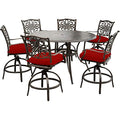 Hanover Traditions 7-Piece Outdoor Dining Set with Red Cushions