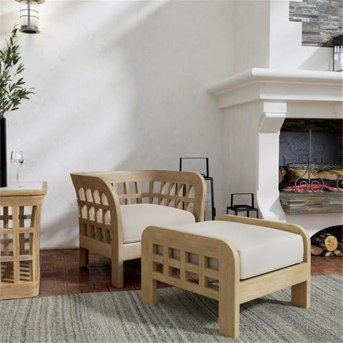 Home Square Outdoor Lounge Chair Set of 2 Natural Finish