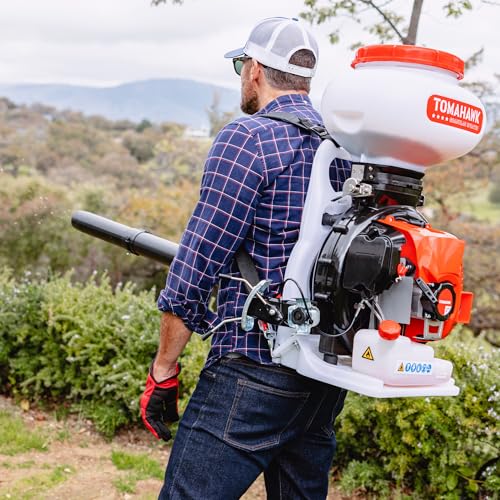Tomahawk Power 4 Gallon Motorized Backpack Spreader for Granular Fertilizer, Seed, Feed, Salt Ice White