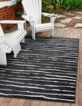 Unique Loom Sabrina Soto Outdoor Collection Geometric Striped Area Rug 8 ft x 10 ft Black/Ivory
