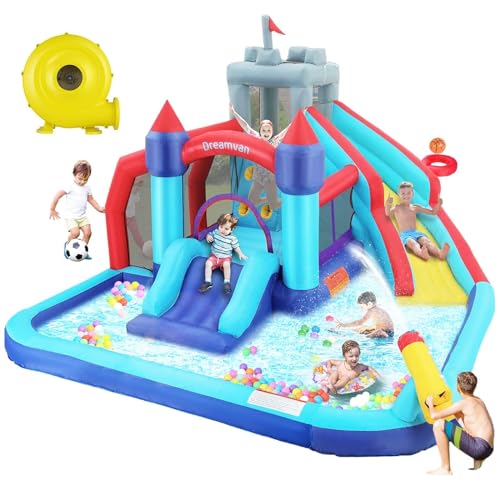 AKEYDIY 10-in-1 Inflatable Bounce House with Slide and Climbing Wall