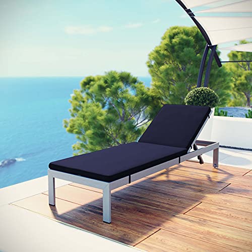 America Luxury - Outdoor Lounge Chair Chaise Aluminum Silver Blue