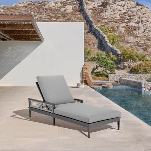 Armen Living Zella Modern Outdoor Patio Chaise Lounge Chair Light Gray