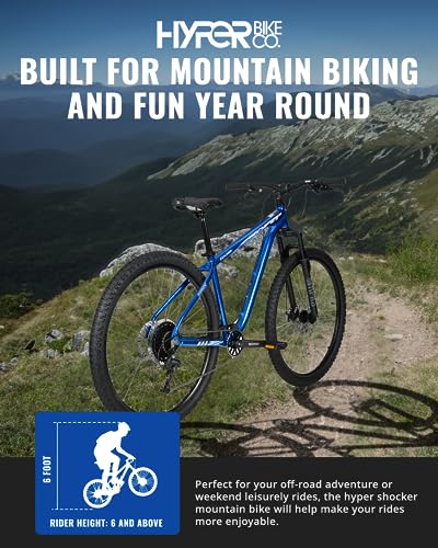 Hyper Mountain Bike 29 Inch Trail Bike with Shimano 9 Speed Shifters and Lightweight Aluminum Frame (Blue)
