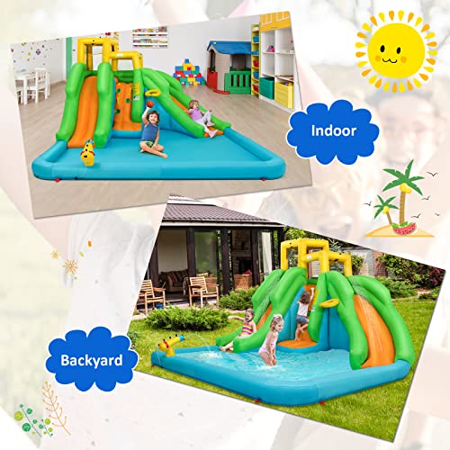 HONEY JOY Inflatable Water Slide 6-in-1 Kids Bouncer Multicolored