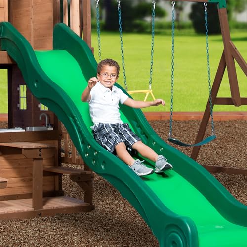 Backyard Discovery Mount Triumph Cedar Swing Set Light Brown