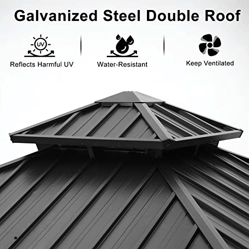 ABCCANOPY Hardtop Gazebo 8x8 Outdoor Metal Pavilion with Netting and Curtain Gray