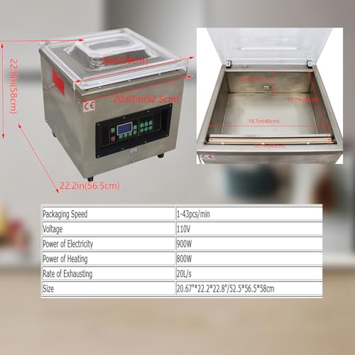 Banfluxion 110V Single Chamber Vacuum Sealer Machine 900W for Meat, Vegetables, Fruits