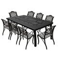 Oakland Living Modern Outdoor Mesh Lattice Aluminum Dining Set with Eight Arm Chairs Black