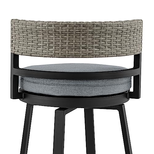 Armen Living Encinitas Outdoor Patio 5-Piece Bar Table Set Dark Grey