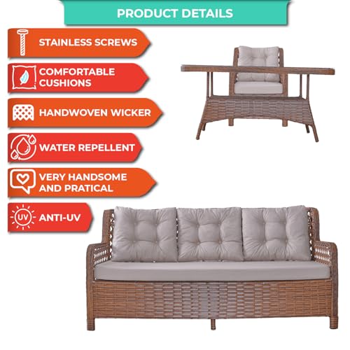 Angora Elegance Rattan Outdoor Furniture Set Brown