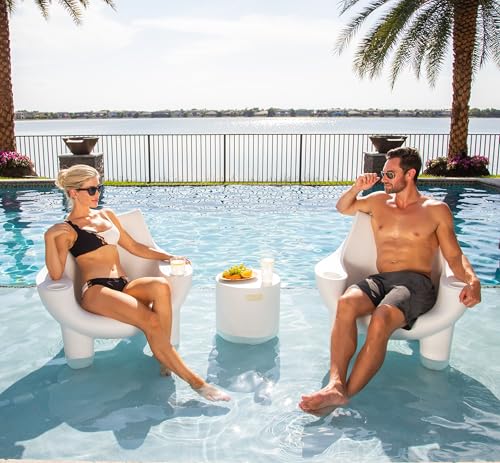 REZVANI FURNITURE STUDIO Tenjam Mibster Chair Pool Lounge Set of Two White Granite