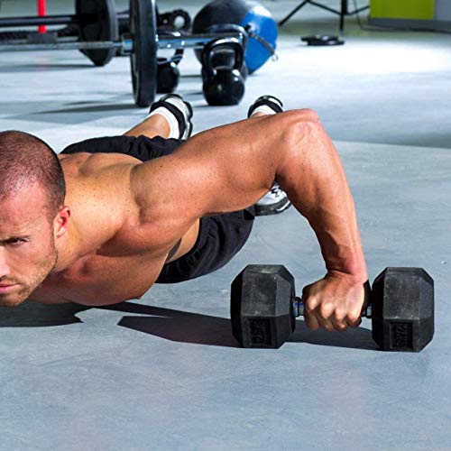 WF Athletic Supply Rubber Coated Hex Dumbbell Set - 5-50LB Dumbbells Only