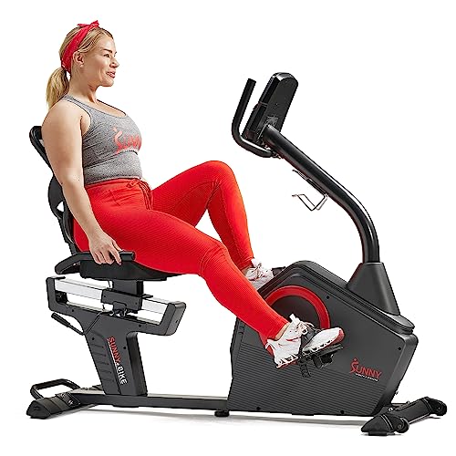 Sunny Health & Fitness Smart Recumbent Bike Black
