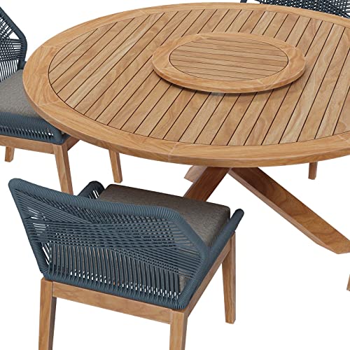 Modway Wellspring 5-Piece Outdoor Patio Dining Table Set Blue Graphite