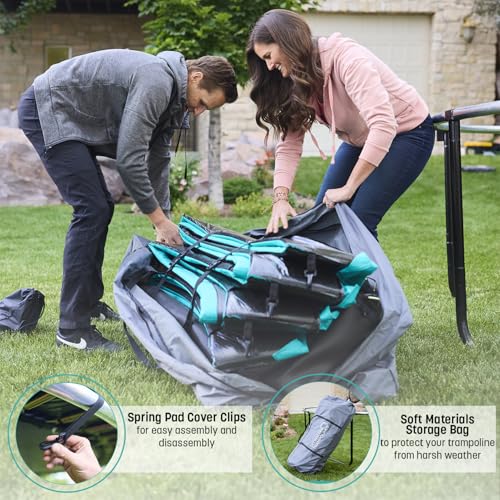 Skywalker Trampolines 12 FT Round Trampoline with Safety Enclosure Teal