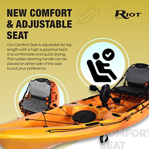 Riot Kayaks Mako 12 Fishing Kayak with Impulse Pedal Drive Orange/Yellow