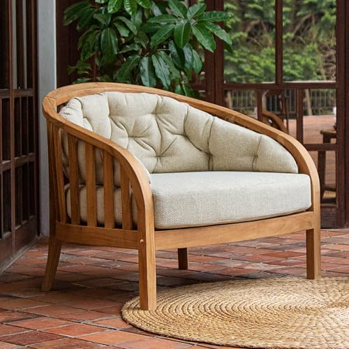 Cambridge Casual Barnese Teak Wood Outdoor Lounge Chair Natural Teak / Tan Cushion