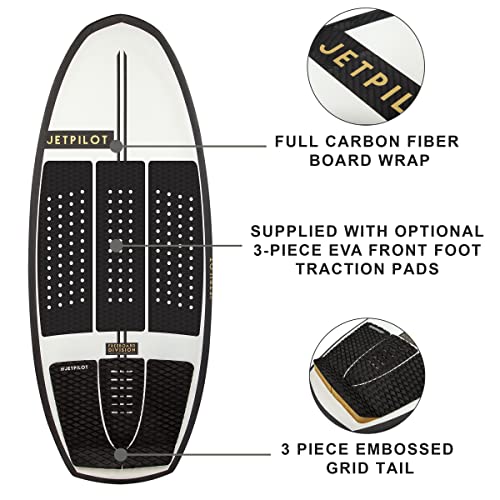 Jet Pilot Freeboard Division Black Flag Wake Surfboard 4ft 4in - EVA Traction Pads Quad (4) Fin, Carbon Fiber Base
