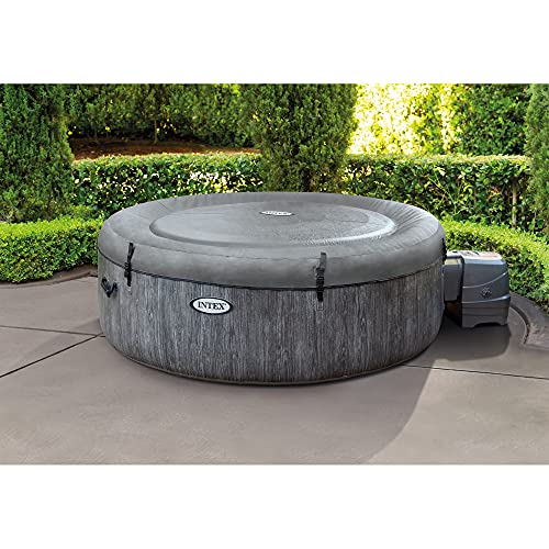 Intex Greywood Deluxe 4 Person Inflatable Hot Tub Spa Wood Grain Pattern