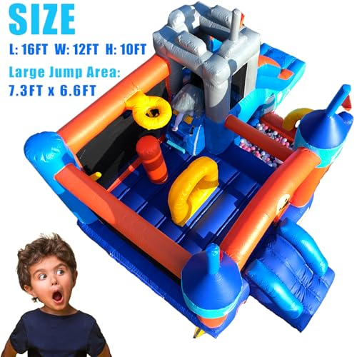 awesmflate 16FT x 12FT Commercial Inflatable Bounce House Multicolor