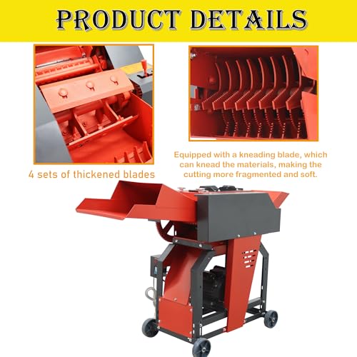 HQHAOTWU 4-Blade Hay Cutter and Kneading Machine Red
