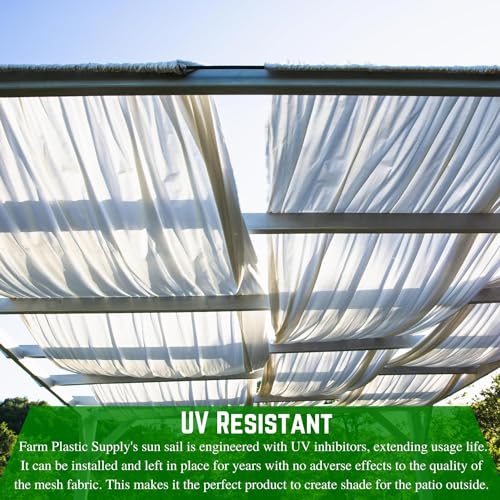 Farm Plastic Supply White Shade Cloth 50% Mesh Fabric 20' x 200'