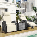 Miscoos 3-Piece Sofa Set with Coffee Table Outdoor Patio Furniture Off White