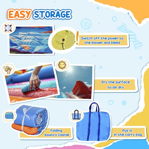 Outsunny Inflatable Water Slide 5-in-1 Bouncy Castle Orange/Blue/Yellow