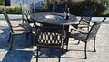 theWorldofpatio Grand Tuscany 7pc Outdoor Patio Dining Set with 52" Round Firegas Table and Sunbrella Cushions Antique Bronze