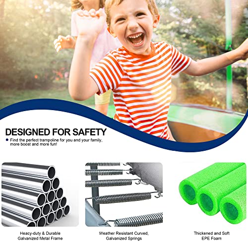 BestMassage 14FT Rectangle Trampoline with Enclosure Net Green