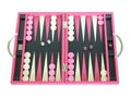 Zaza & Sacci Leather Backgammon Set 15" Luxury Travel Attache Case Pink
