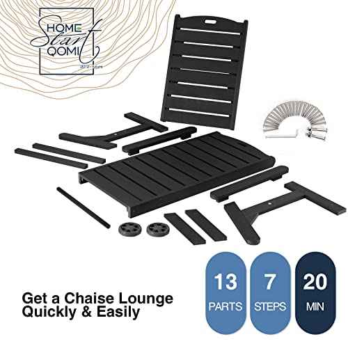 hOmeQomi Lounge Chair Set of 2 Adjustable Backrest All Weather Waterproof Black