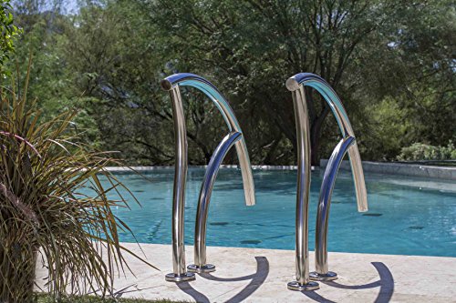 Inter-Fab Stainless Steel Grab Rail Ladder Pair Swimming Pool Handrail Stainless