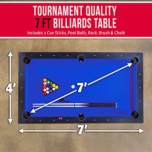 GoSports 7 ft Pool Table with Wood Finish Blue