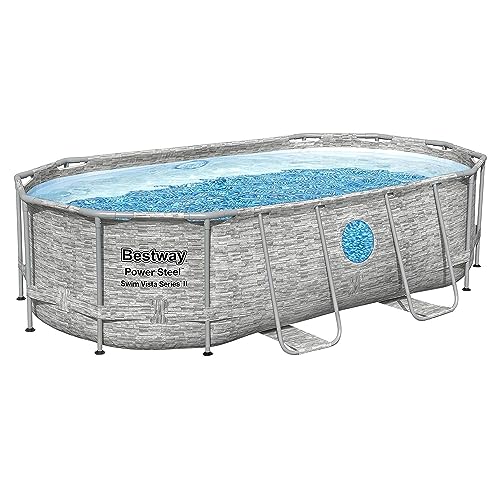 Bestway Power Steel Swim Vista Series II Above Ground Swimming Pool Gray